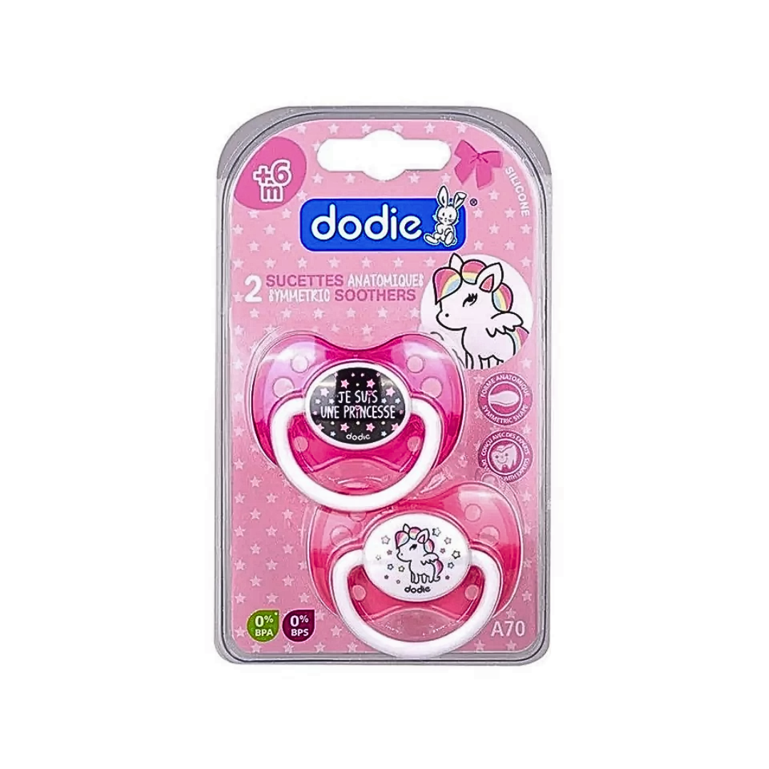 Dodie-Sucette-forme-anatomique-silicone-Girly-Licorne-6M-N°A70