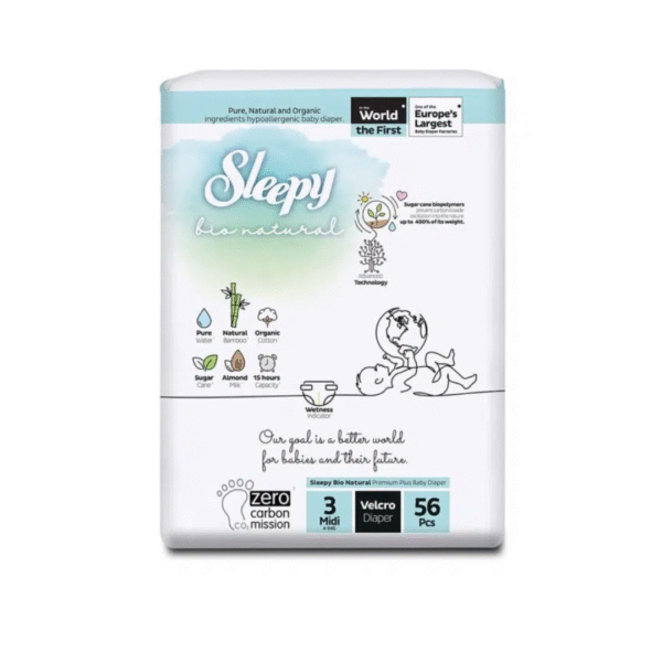 Sleepy Bio Natural Culottes Taille 3 midi 4-9kg 56 Pieces
