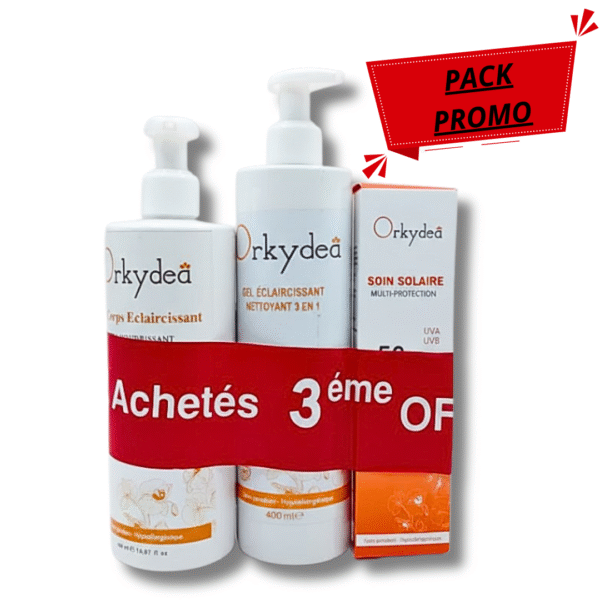Orkydea Lait Corps Eclaircissant+Ecran Solaire+Gel Nettoyent Eclaircissant Pack
