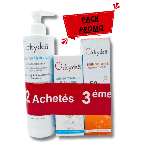 Orkydea Lait Corps Hydratant+Ecran Solaire+Creme Hydratant Pack