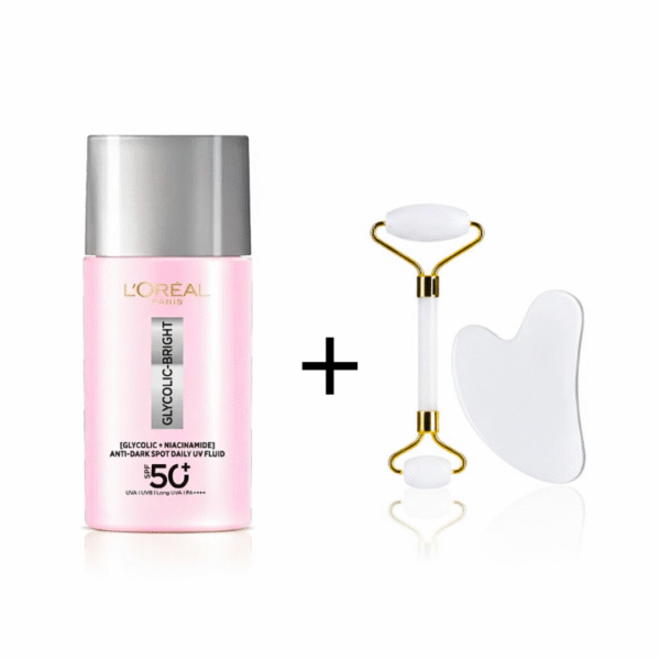 L'Oreal Paris Glycolic Bright UV spf50+ 50ml+Coffret Guasha Pack